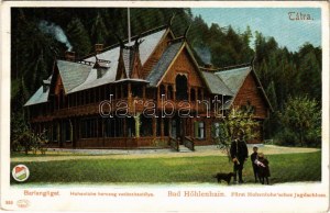 Barlangliget, Höhlenhain, Tatranská Kotlina (Magas-Tátra, Vysoké Tatry); Hohenlohe herceg vadászkastélya. Autochrom 353...
