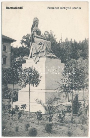 1915 Bártfafürdő, Bardejovské Kúpele, Bardiov, Bardejov; Erzsébet királyné (Sissi) szobor ...