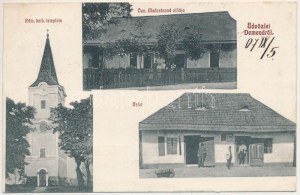 1907 Deménd, Demandice (Hont); Római katolikus templom, Özv. Madarászné villája, kastély, üzlet / Kirche, Burg...