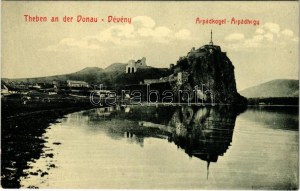 Dévény, Theben a. d. Donau, Devín (Pozsony, Bratislava); Dévényi vár és Árpádhegy, Árpád emlékmű. W.L. Bp. 2413...