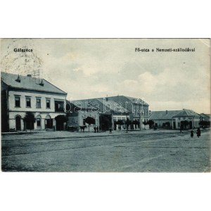 1915 Gálszécs, Secovce; Fő utca, Nemzeti szálloda, Koch, Markovics Testvérek üzlete / główna ulica, hotel, sklepy (EK...