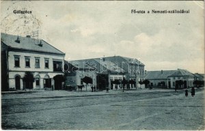1915 Gálszécs, Secovce ; Fő utca, Nemzeti szálloda, Koch, Markovics Testvérek üzlete / rue principale, hôtel, magasins (EK...