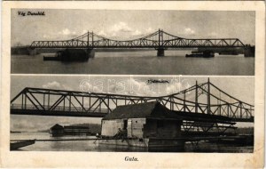 Gúta, Kolárovo; Vág Dunahíd, úszó hajómalom / Váh river bridge, floating shipmills (boat mills) (EB...
