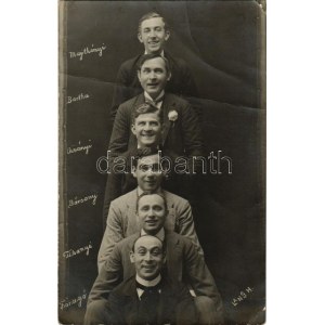 1909 Kassa, Kosice; férfiak csoportképe / Gruppe von Männern. Lang H. Foto (fa)