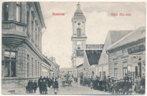 1908 Komárom, Komárno ; Jókai Mór utca, Girch József üzlete / vue de la rue, magasins (EK)
