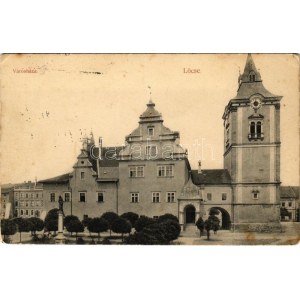 1911 Lőcse, Leutschau, Levoca; Városháza / town hall (EK) + LŐCSE PÁLYAUDVAR d.e. LEVÉLFELADÁS...