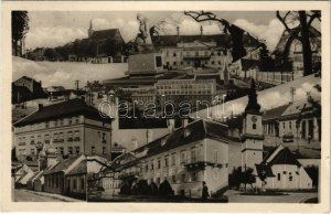 1946 Malacka, Malaczka, Malacky; részletek, Pálffy kastély, zsinagóga / Mehransichtspostkarte, Burg, Synagoge ...