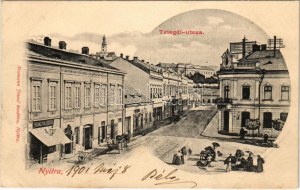 Nyitra, Nitra; Telegdy utca, Prohászka Gusztáv, Spanyar Lajos, Haas Mór üzlete, piac. Neumann József kiadása ...