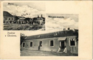 1925 Pacola, Pacholaj, Obsolovce (Felsőbodok, Horné Obdokovce) ; Dedina, Dom pana úradníka / iskola és a Fő tér...