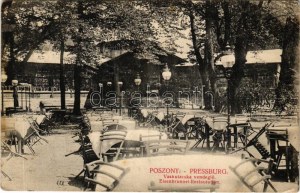 1909 Pozsony, Pressburg, Bratislava; Vaskutacska vendéglő, étterem kert / Eisenbrünnel (Eisenbründl) ...