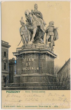 1904 Pozsony, Pressburg, Bratislava; Mária Terézia szobor. Neffe J. kiadása / statua, monumento. Emb. (EK...