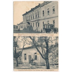 1912 Pöstyén, Pistyan, Piestany; Neuwirth-féle Villa Hungária a központban, társalgó a kertben / Neuwirth...