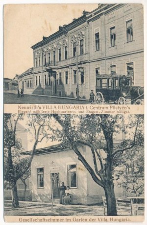 1912 Pöstyén, Pistyan, Piešťany; Neuwirth-féle Villa Hungária a központban, társalgó a kertben / Neuwirth...