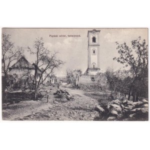 Rimakokova, Kokava nad Rimavicou; paplaki udvar és templom torony romjai az 1911. augusztus 3-i tűzvész után ...