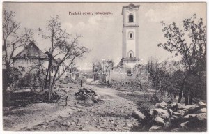 Rimakokova, Kokava nad Rimavicou ; paplaki udvar és templom torony romjai az 1911. augusztus 3-i tűzvész után ...