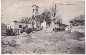 Rimakokova, Kokava nad Rimavicou ; Feljárat a templomhoz, romok az 1911. augusztus 3-i tűzvész után ...