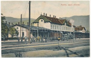 1907 Ruttka, Vrútky; vasútállomás, gőzmozdony, vonat / stacja kolejowa, lokomotywa, pociąg (fl)
