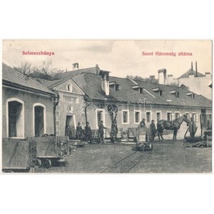 1914 Selmecbánya, Schemnitz, Banska Stiavnica; Szentháromság altárna, bánya, lóvontatású iparvasút. Grohmann kiadása ...