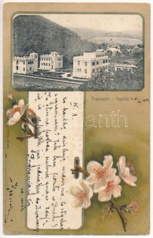 1902 Trencsénteplic, Trenčianske Teplice; Gansel Lipót kiadása. Secesia, kvetinový, litografia (fl)