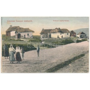 1910 Vehéc, Vechec (Varannó mellett / près de Vranov nad Toplou) ; cigány tanya. Spira Ábrahám kiadása / Ferme tsigane (fa...