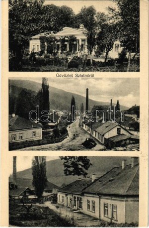 1916 Zlatnó, Zlatnótelep, Szlatnó (Poltár); üveggyár, klasszicista kastély / fabbrica di vetro...