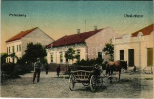 1921 Perecseny, Perechyn, Perecin ; utca, lovaskocsi / rue, charrette à chevaux