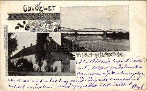 1906 Tiszaújlak, Vulok, Vilok, Vylok; M. kir. sóhivatal, Kincstári Tisza híd. Grün Henrik kiadása / ufficio miniere di sale...