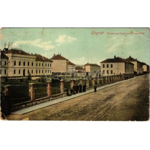 1909 Ungvár, Uzshorod, Uzhhorod, Uzhorod ; Kaszárnya tiszti pavilon parkkal / military barracks (Rb...