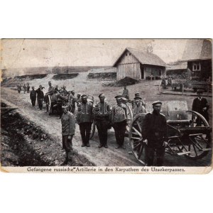 1918 Uzsoki-hágó, Uzsokerpass, Uzhok Pass ; Gefangene russische Artillerie in den Karpathen ...