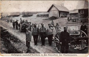 1918 Uzsoki-hágó, Uzsokerpass, Uzhok Pass ; Gefangene russische Artillerie in den Karpathen ...
