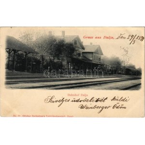 1899 (Vorläufer) Dálya, Dalja; Bahnhof / kolodvor / vasútállomás. Ottokar Rechnitzer No. 75./ railway station (EK...