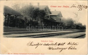 1899 (Vorläufer) Dálya, Dalja; Bahnhof / kolodvor / vasútállomás. Ottokar Rechnitzer No. 75./ železniční stanice (EK...