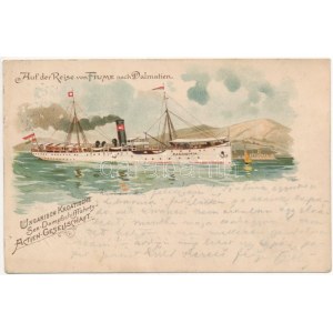 1899 (Vorläufer) Fiume, Rijeka ; Pannónia kivándorlási hajó a kikötőben / Auf der Reise von Fiume nach Dalmatien...