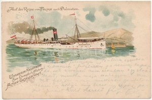 1899 (Vorläufer) Fiume, Rijeka; Pannónia kivándorlási hajó a kikötőben / Auf der Reise von Fiume nach Dalmatien....