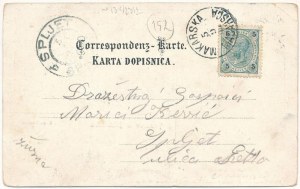1901 Makarska, Kacica Spomenik, Ulica Listona / Denkmal, Straße, Geschäfte (EK)