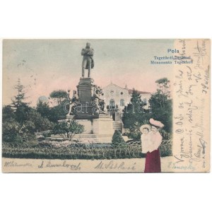 1904 Pola, Pula; Tegetthoff Denkmal. K.u.k. Keriegsmarine / Monumento. Montaggio Dep. A. Bonetti