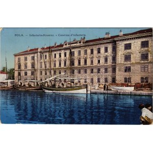 1915 Pola, Pula; K.u.k. Infanterie Kaserne / military infantry barracks (EK) + ZENSURIERT S.M.S. ERZH. KARL...