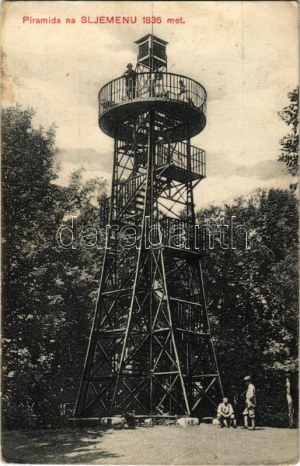 1917 Sljeme, Piramida na Sljemenu 1836 met. / Aussichtsturm (abgenutzte Ecken)
