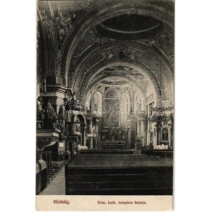 1918 Hódság, Odzaci; Római katolikus templom belső. Rausch Ede kiadása / wnętrze kościoła