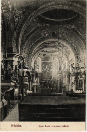 1918 Hódság, Odzaci; Római katolikus templom belső. Rausch Ede kiadása / Kirchenraum