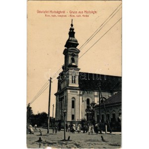 1908 Hódság, Odzaci ; Római katolikus templom. W.L. 1994 / église (szakadás / tear)