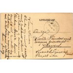 1914 Horgos, Kováts József üzlete és saját kiadása / sklep wydawcy + BROD - SZEGED 29 vasúti mozgóposta bélyegző ...