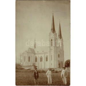 1907 Ófutak, Futak, Futog; római katolikus templom építés közben / church construction. photo (fl...