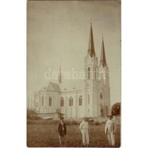 1907 Ófutak, Futak, Futog; római katolikus templom építés közben / Kirchenbau. photo (fl...