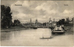 1914 Pancsova, Pancevo; Temes folyópart / Timis riveride