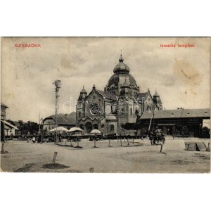 1911 Szabadka, Subotica; Izraelita templom, zsinagóga, piac, gyógyszertár / synagoga, trh, obchody, lékárna (fl...