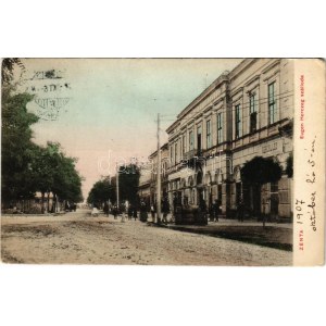1907 Zenta, Senta; Eugen Herczeg szálloda, Bercel Leo üzlete. Kragujevits Szabbás kiadása / Hotel, Geschäft (EK...