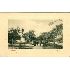 1910 Zombor, Sombor; Szabadság tér, Schweidel József szobor. W.L. Bp. 3740. / námestie, pomník (EK...