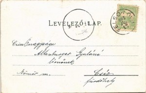 1902 Felsőlövő, Oberschützen; Evangélikus főgimnázium, Fő tér, Központi szálloda. Kirnbauer Ottó 10783. / Hauptplatz...