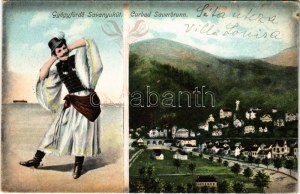 1910 Savanyúkút, Sauerbrunn; Gyógyfürdő, folklór / Kurbad / spa, folklore. M. Stelzmüller...